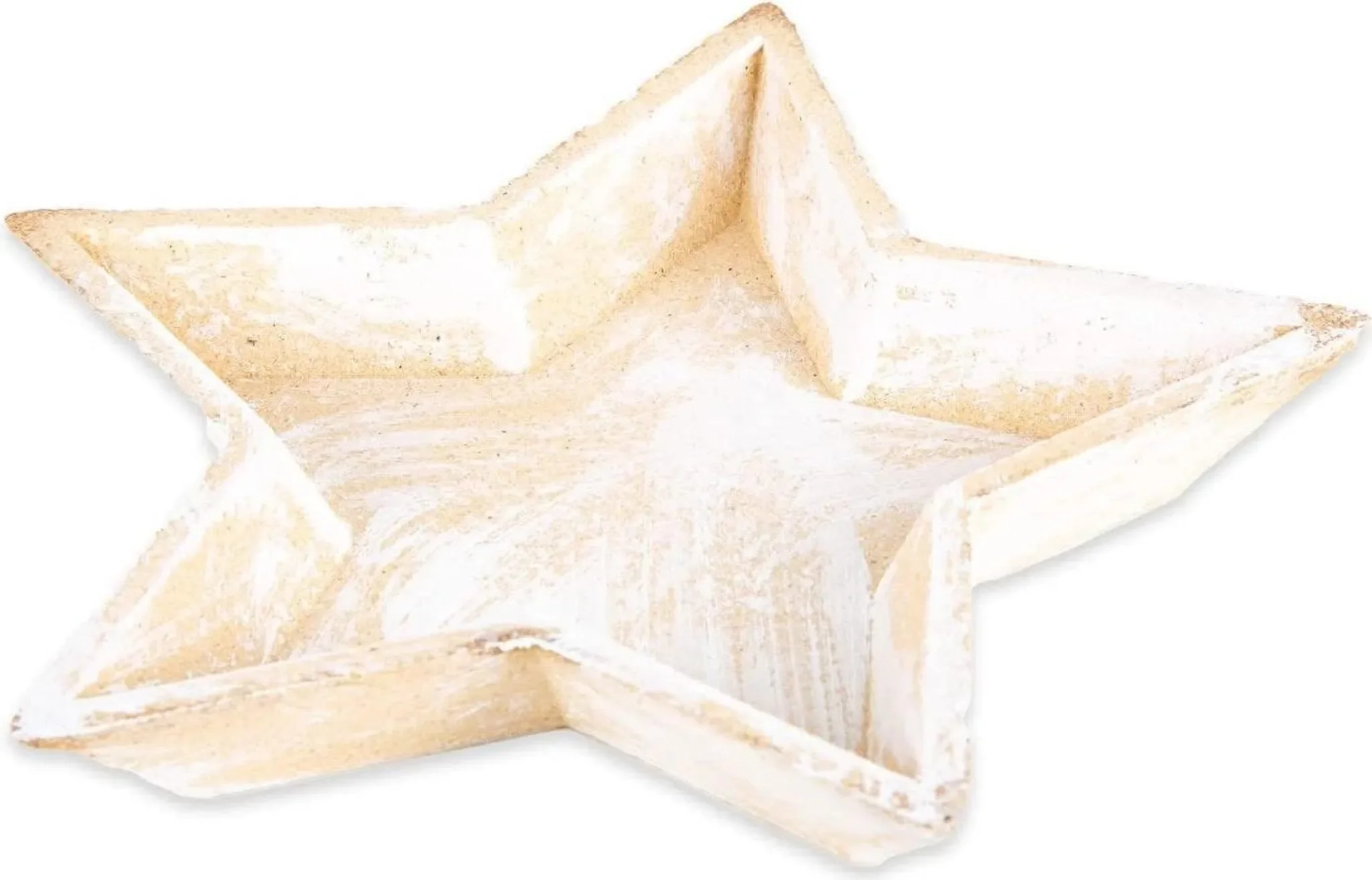 Logbuch Verlag – Dekoschale Stern Holz 24 cm Natur-Weiß